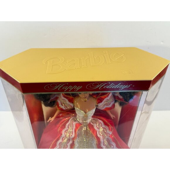 Vintage 1997 Christmas Barbie Happy Holidays Red Lace Dress Unopened NEW - Picture 7 of 8